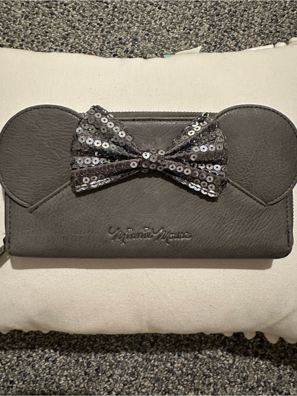 Disney loungefly Gray Sequin Bow Wallet